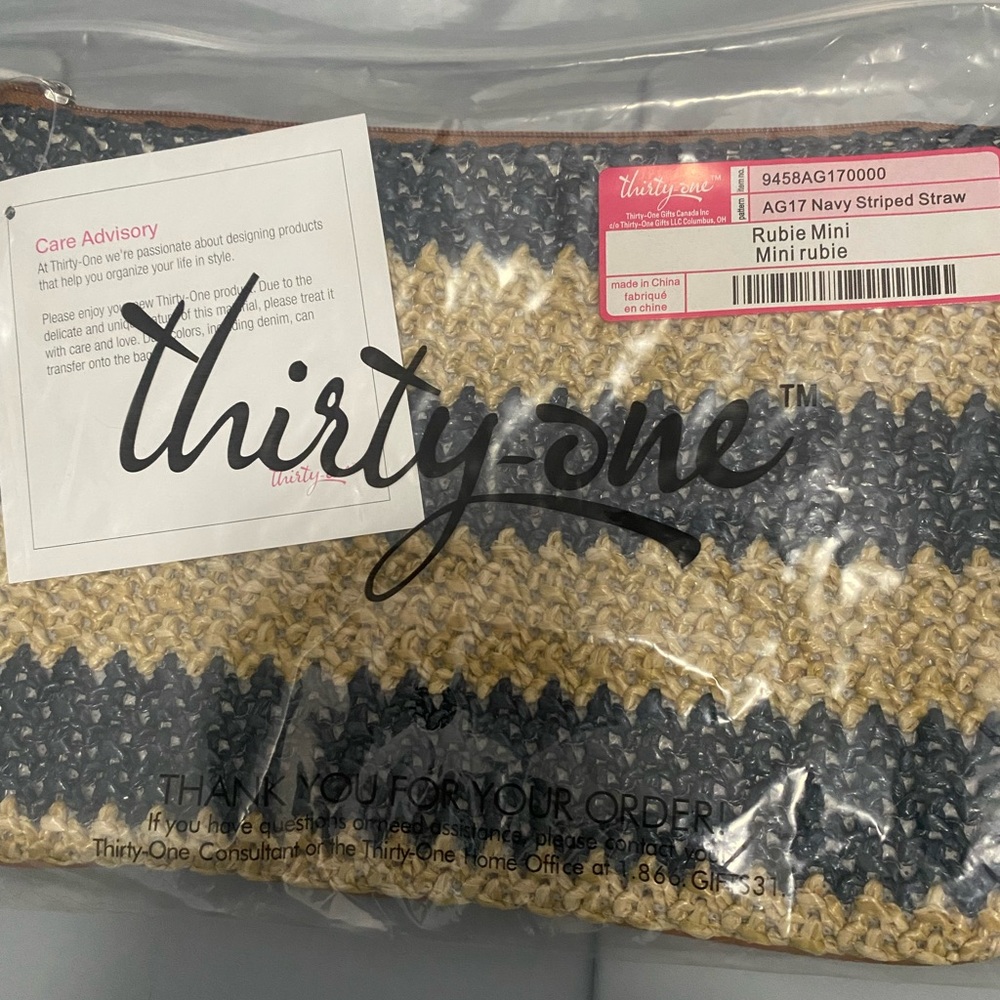 Thirty One Rubie Mini -Navy and Straw- Brand New